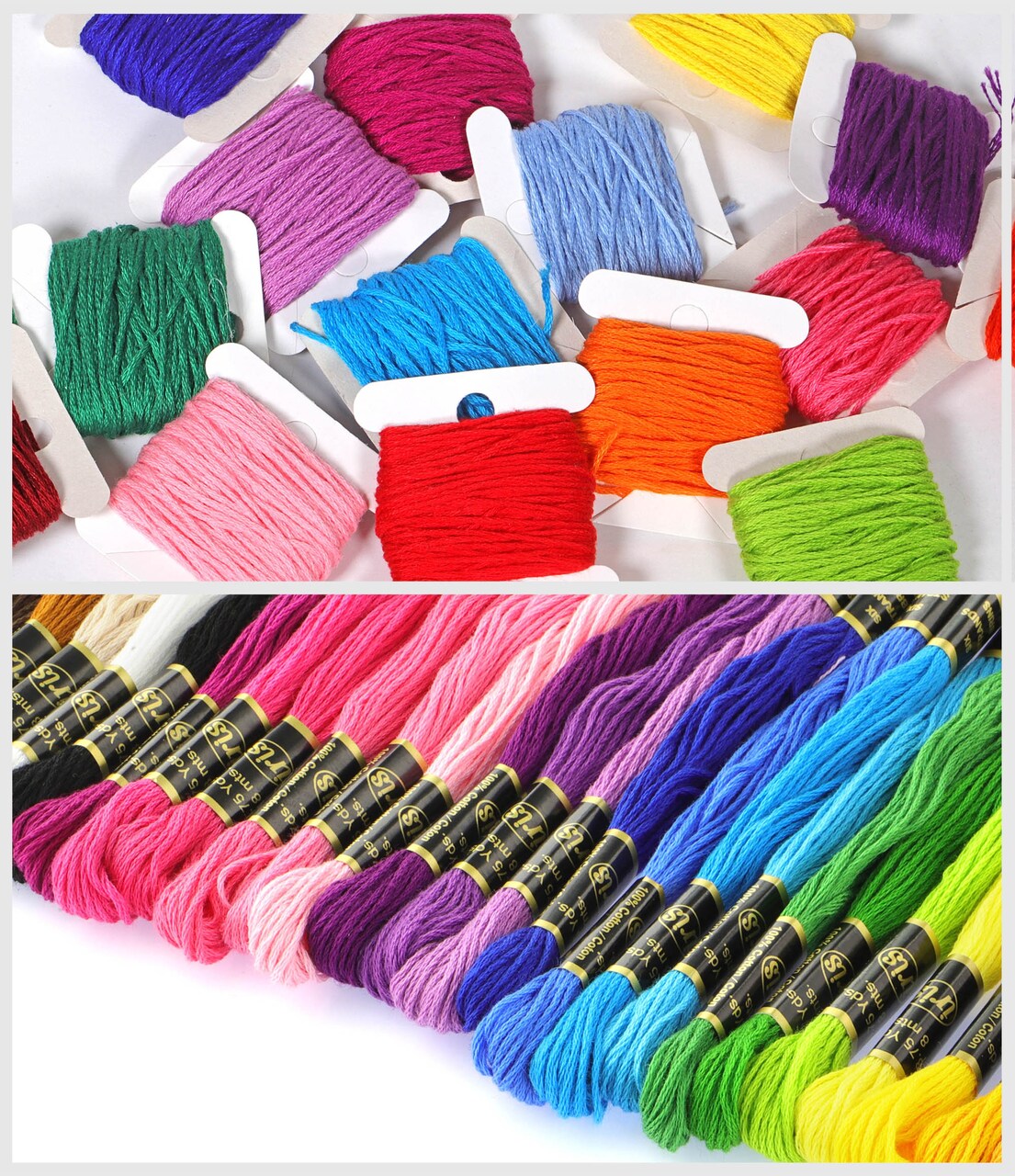 Essentials By Leisure Arts and Iris Embroidery Floss Jumbo 105 Pack - 6 Strand Colorfast Cotton Thread with Bobbins for Cross Stitch, Embroidery, DIY Crafts